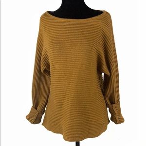 Rachel Zoe | Rust Ribbed Boat Neck Sweater Cuffed